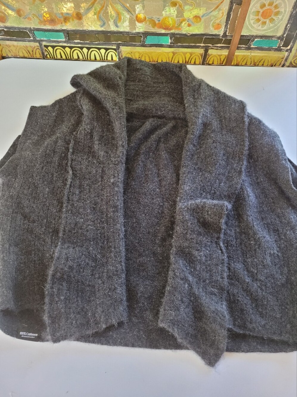 Ovcio M 100% Cashmere Cozy Dark Gray Open-Front Cardigan